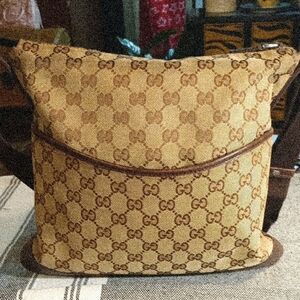 Authentic Gucci Beige and Brown Monogram Shoulder Bag